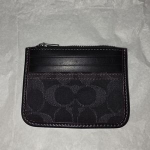 Coach Washed Black Denim Signature Small Card Case Wallet